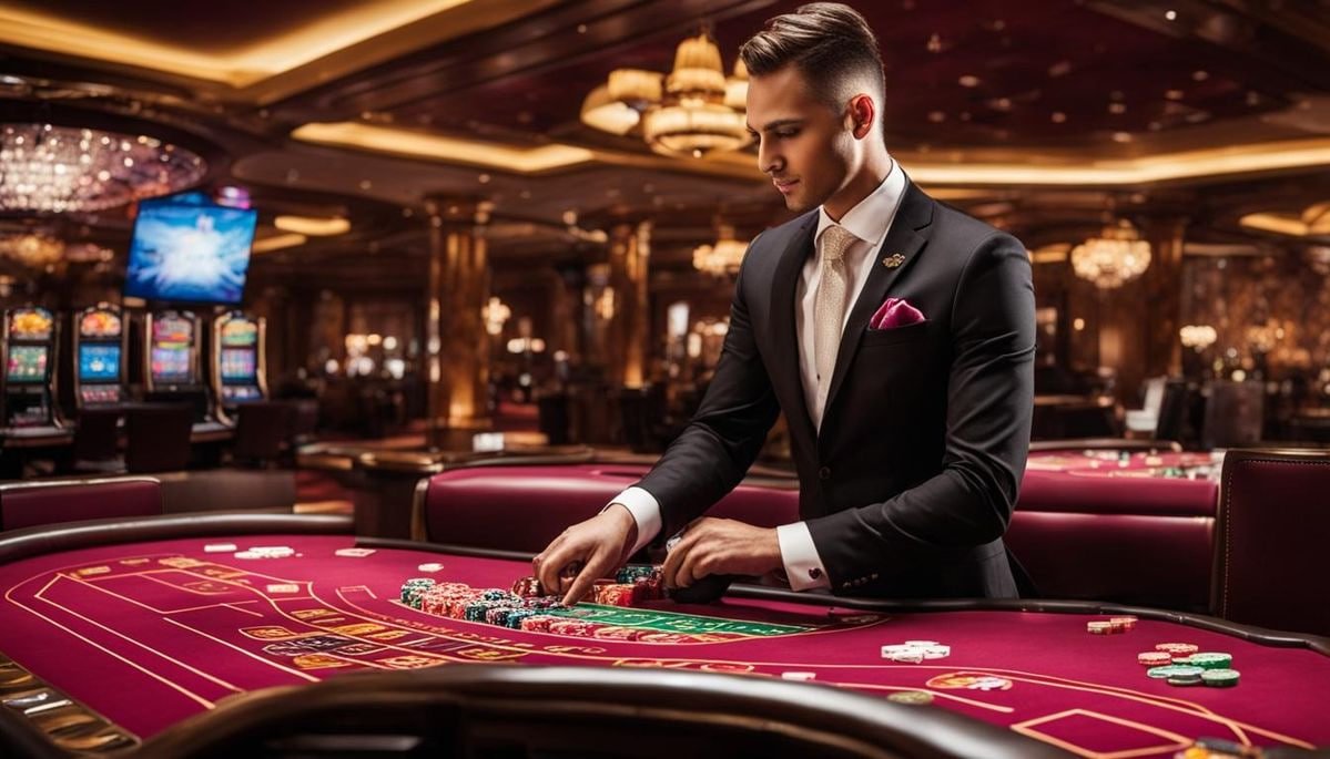 Live casino dealer and multi-camera studio view